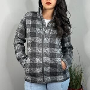 Calvin Klein Gray Plaid Zipper Jacket